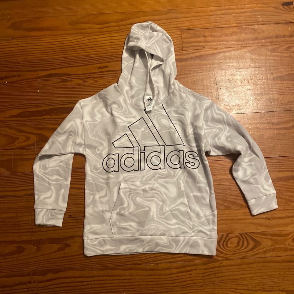 Girls Adidas Marble Print Pullover Hoodie